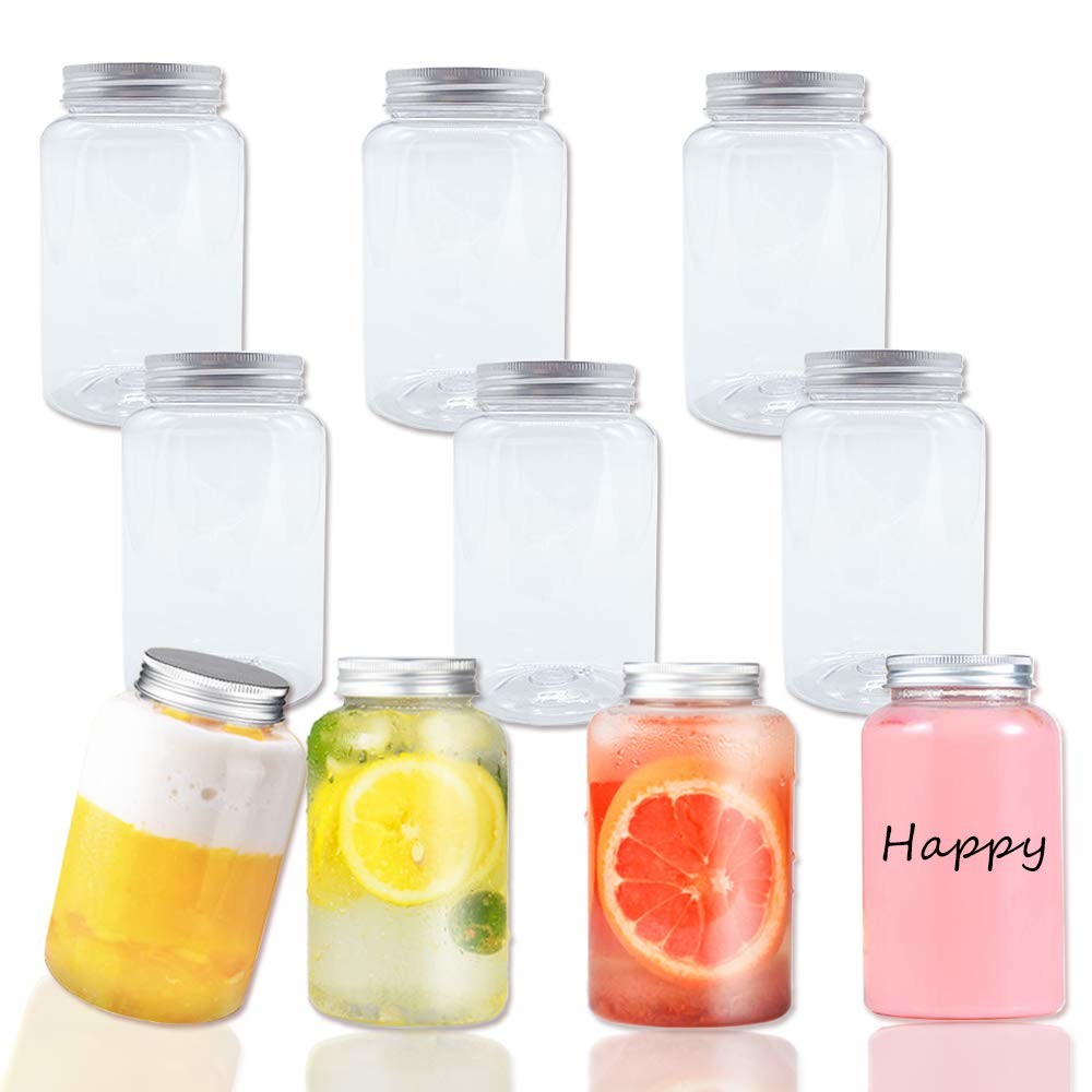 Clear PET Disposable Plastic Juice Bottle 400ml Customized Logo Printing