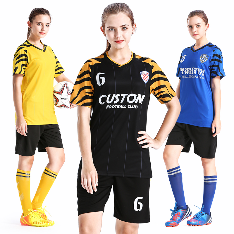 Women's soccer wear Sports suit Customized logo girls short sleeve primary and middle school students match training team jersey