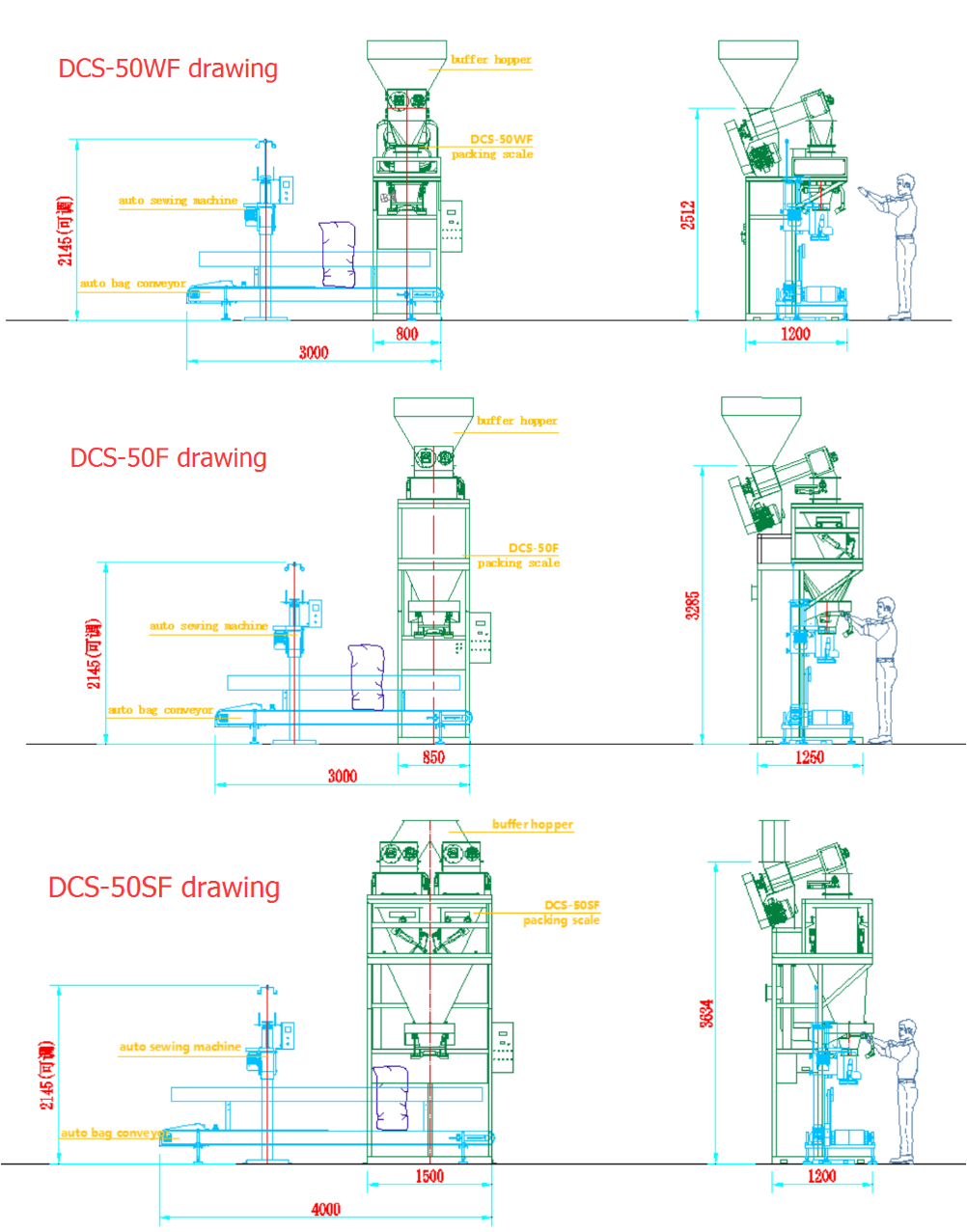 10kg-50kg Cement Flour Toner Silica Kaolin Powder Potato Starch Packing Machine