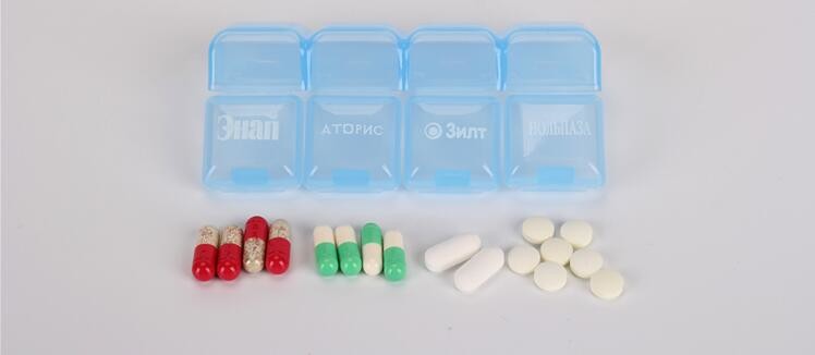 28 compartment column shape plastic pill storage box with pill crush box, Conventional eco-friendly 4 grids plastic trav