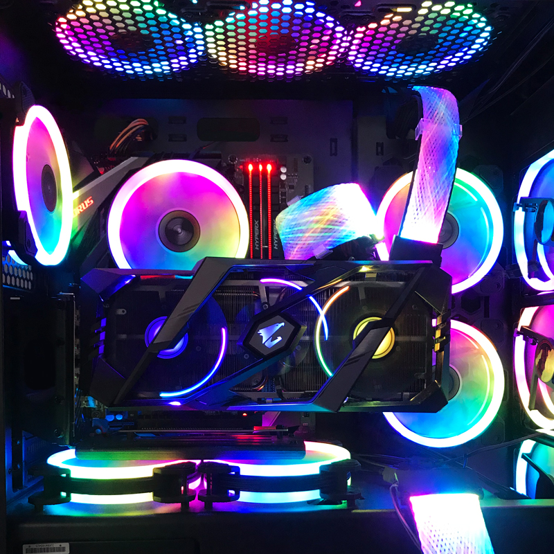 Computer Game LED single headlight 24Pin RGB extension cord male to female connector sync cord cable