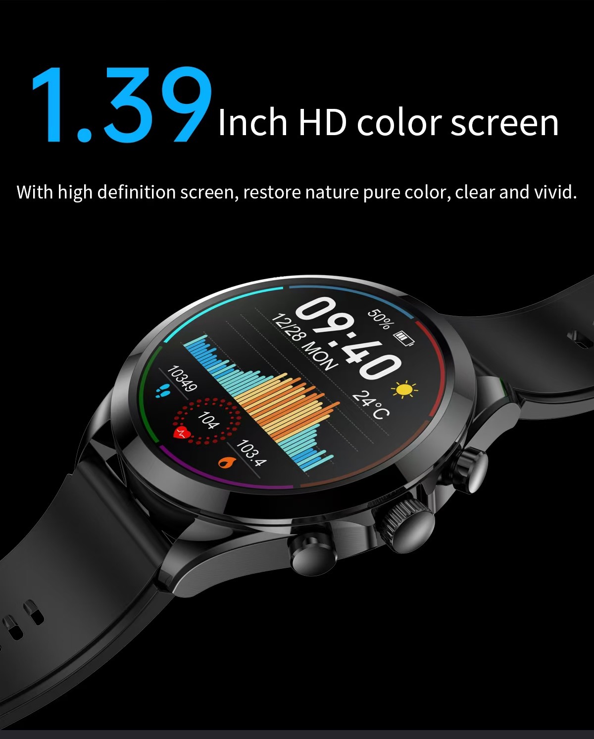 ET440 Health Monitoring Smart Watch Body Temperature Blood Pressure Sleep Monitoring