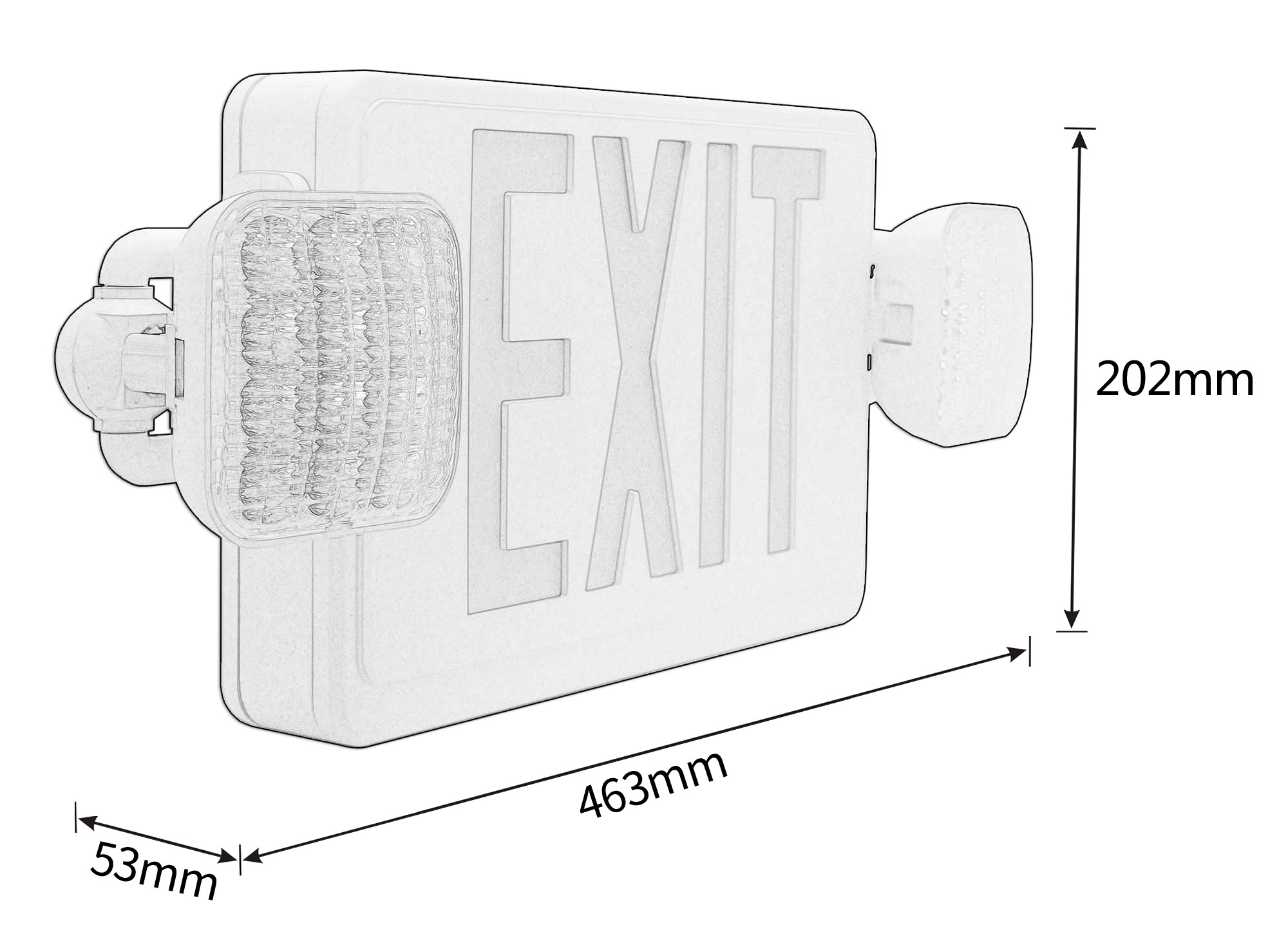 600Lm Emergency Exit Sign Light With 2 Adjustable Head Mounting Plate