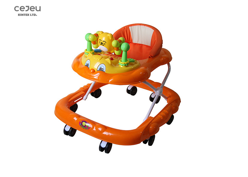 8 Wheels Baby Foldable Walker With 2 Stoppers 4 Adjustable Heights