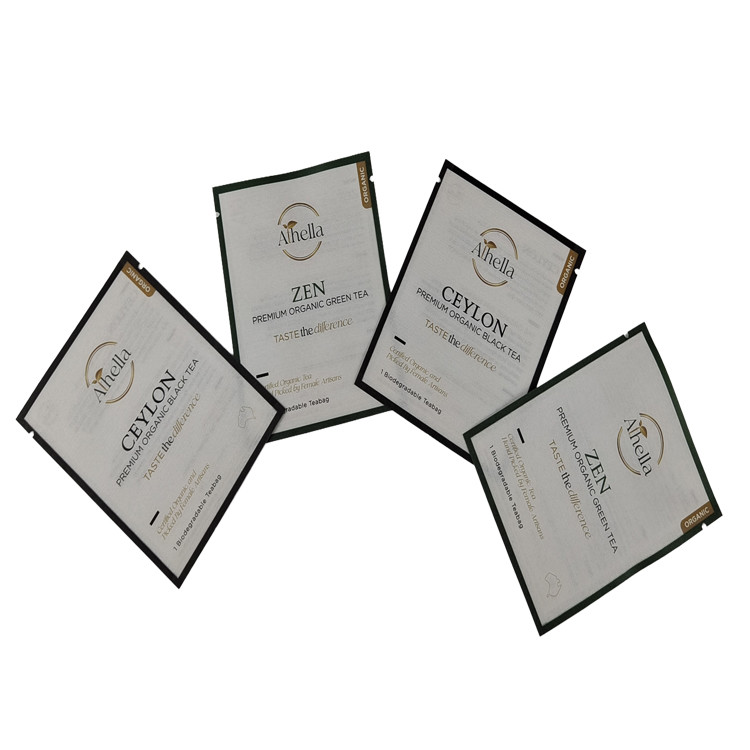 Custom Compostable Small Size Sachet for Tea Coffee Powder Biodegradable Kraft Paper Pouch for Gummy