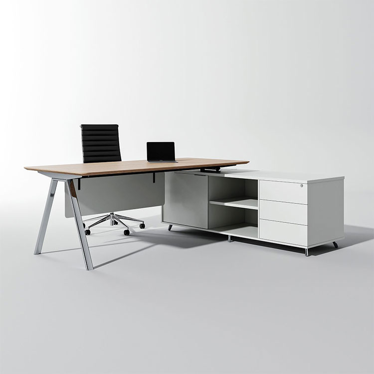 Metal Frame ISO Office Executive Table Simple Layer White Executive Desk