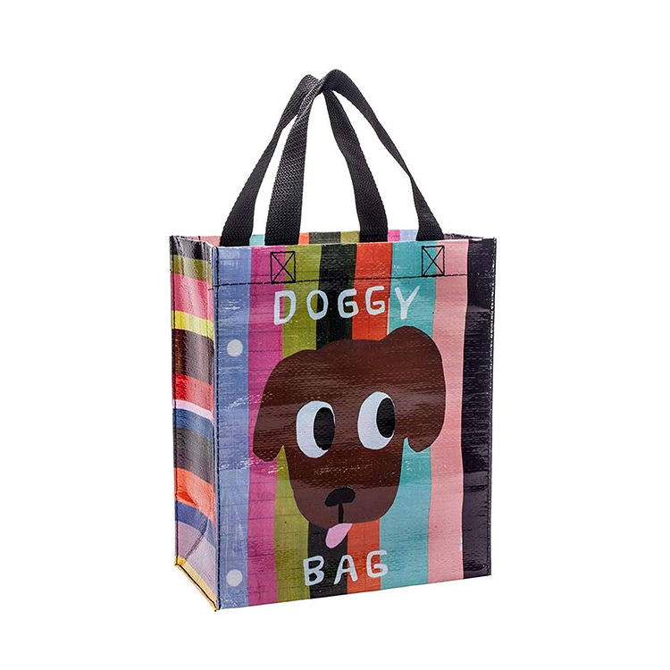 Foldable Recyclable Plastic Printed Tote Carry Handle Plastic Shopping Bag