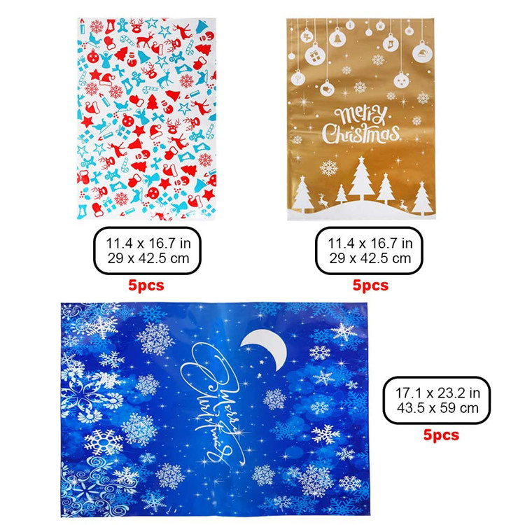 Holiday 17*11inch Resealable Mylar Aluminum Foil Bag With Ribbon Tie