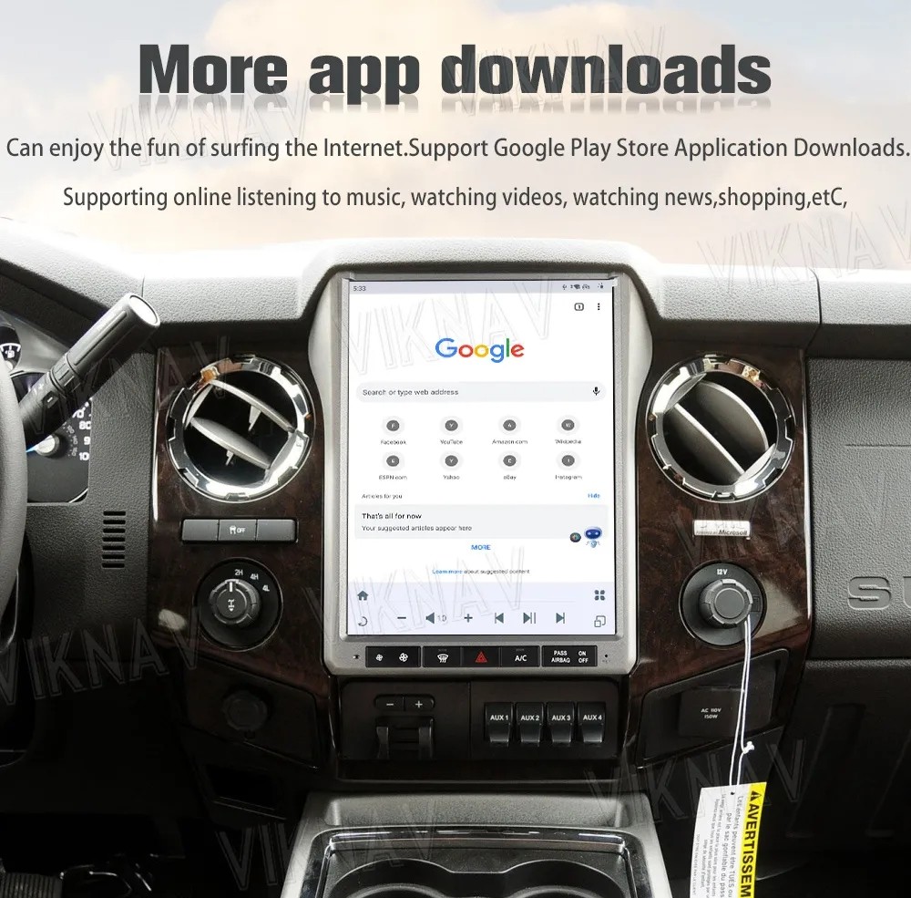 12.1 Inch Android Auto Stereo For 2013--2014 Ford F250 F350 GPS Navigation Multimedia Player Wireless Carplay BT 4G