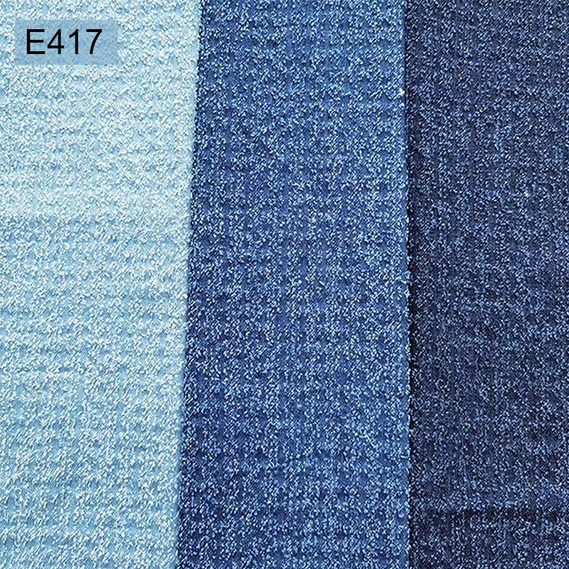 ISO9001 Indigo Polyester Cotton Jacquard Jean Denim Fabric Thick Breathable