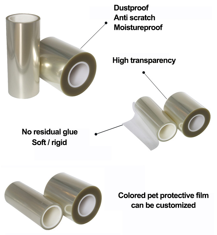Clear PET Protective Film High Temperature No Residue For Digital Screen Surface Protection