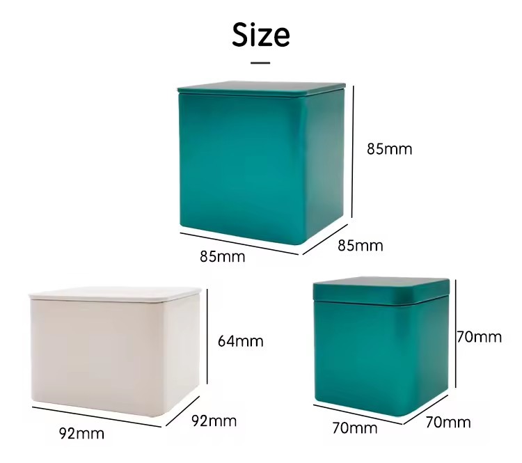Custom Designs Metal Square Tea Tin Box Container/Food grade Coffee Cookie Candle Tea Tins for food pack