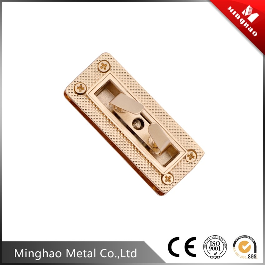 High quality handbag square turn lock for bag parts,51.74*21.73mm,Zinc alloy square lock