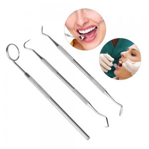 Buy cheap 3 Pcs Kit Stainless Steel Dental Probe Tweezer And Mouth Mirror With Handle product