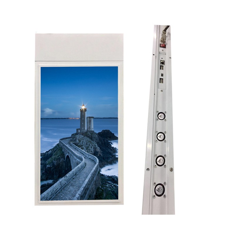 ceiling roof mount vertical dual screens 55" inch wireless WIFI network advertising player LCD display with high brightness