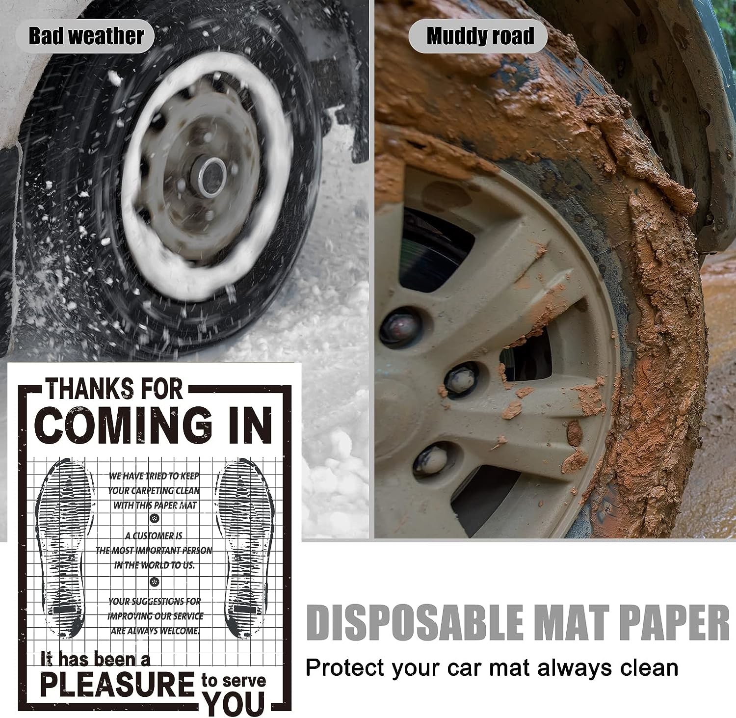 Disposable Car Paper Floor Mats Automotive Floor Mats Brown Kraft Paper Floor Mats for Cars Vehicles Printed
