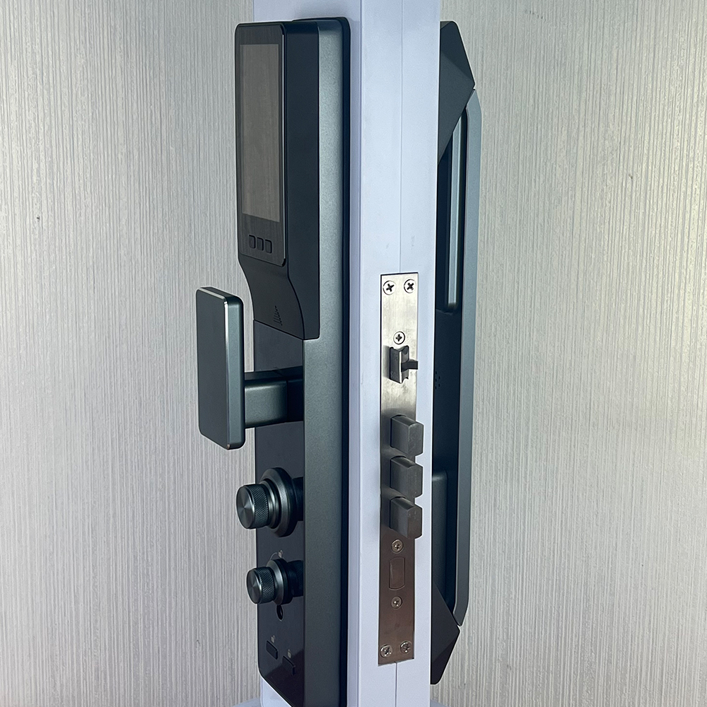 Apartment Face Recognition Smart Lock / Black Fingerprint Security Door Lock