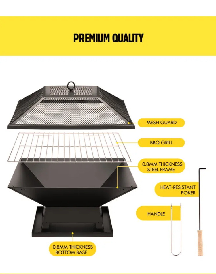 High Pressure Protection Device Foldable Stainless Steel BBQ Grill for Outdoor Camping