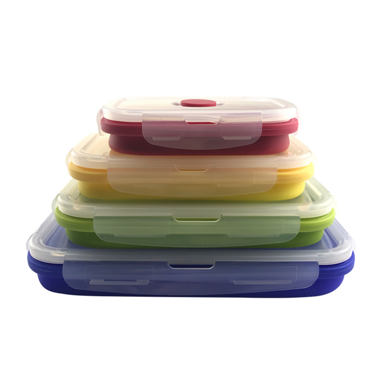 custom adult korean microwave food packaging children's silicone folding food container food grade silicone lunch box