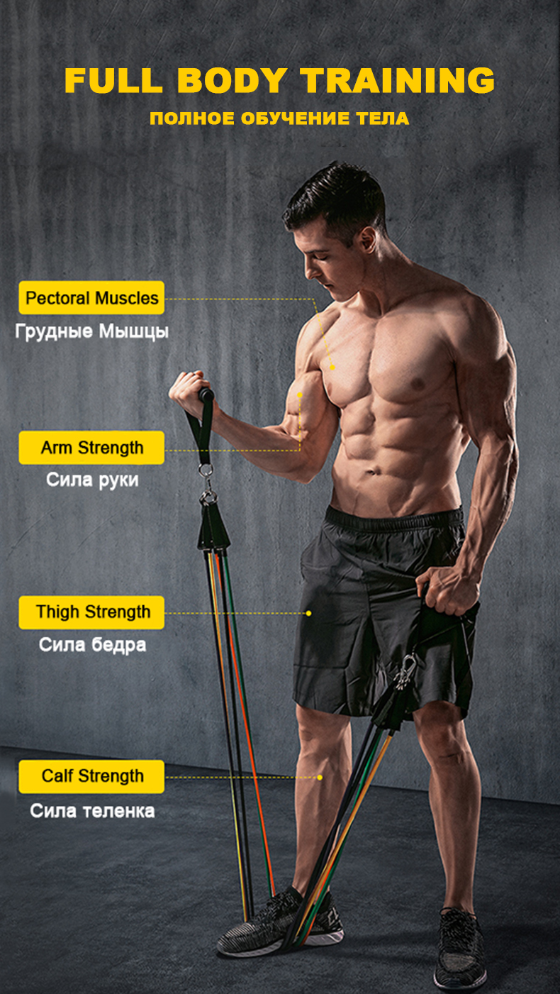 Yellow Blue Bodylastics Stackable Tube Resistance Bands Latex