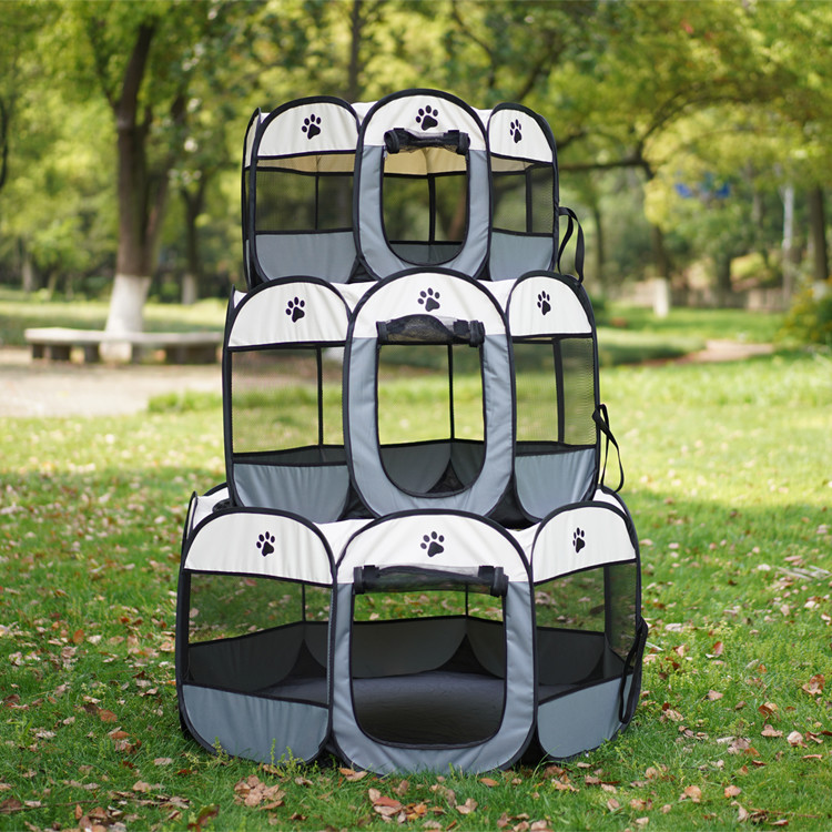 114cm 58cm Dog Pen Fence Panels Breathable Octagonal With Carrying Bag
