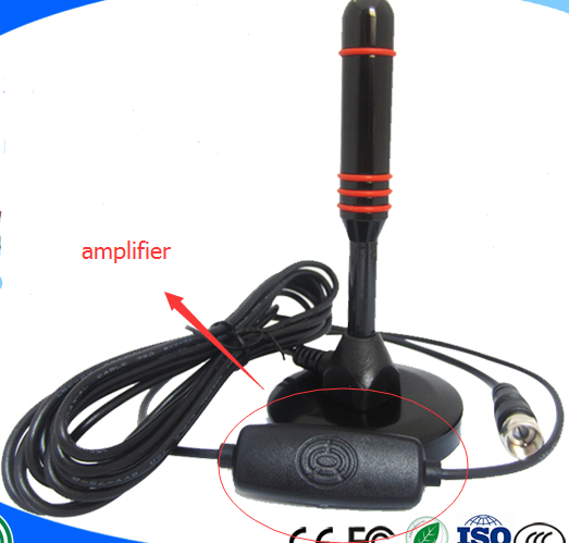 Digital Satellite Color TV Indoor Antenna with RG174 Cable 110mm Height and Materials