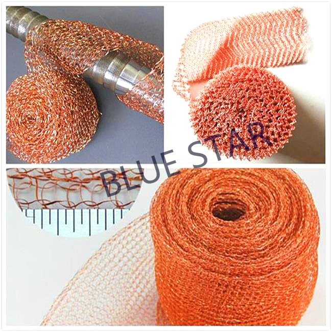 Flat / Crimped Knitted Copper Mesh 2 - 53 '" Width Firm Structure Higher Strength