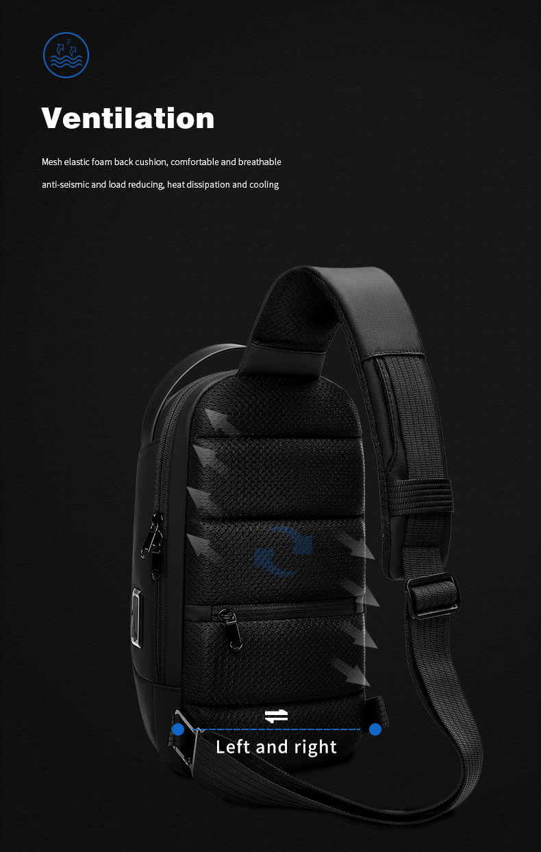 Factory new design hot sell bulk travel shoulder Chest bag korean crossbody custom men sling bag