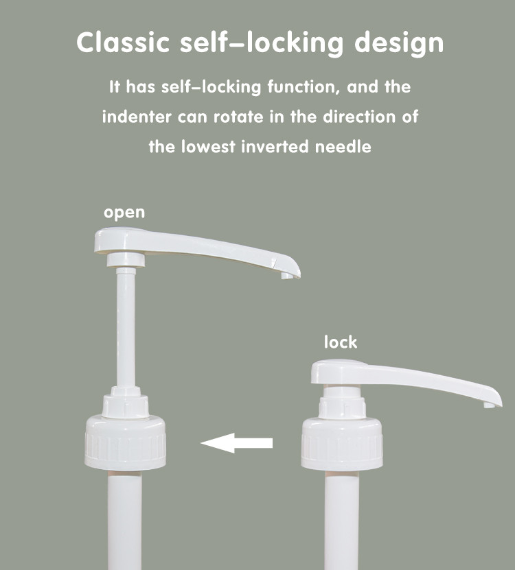 Food Grade Plastic PP Narrow Head Syrup Dispenser Pump 5ml/8ml/10ml Output 38-410 Closure