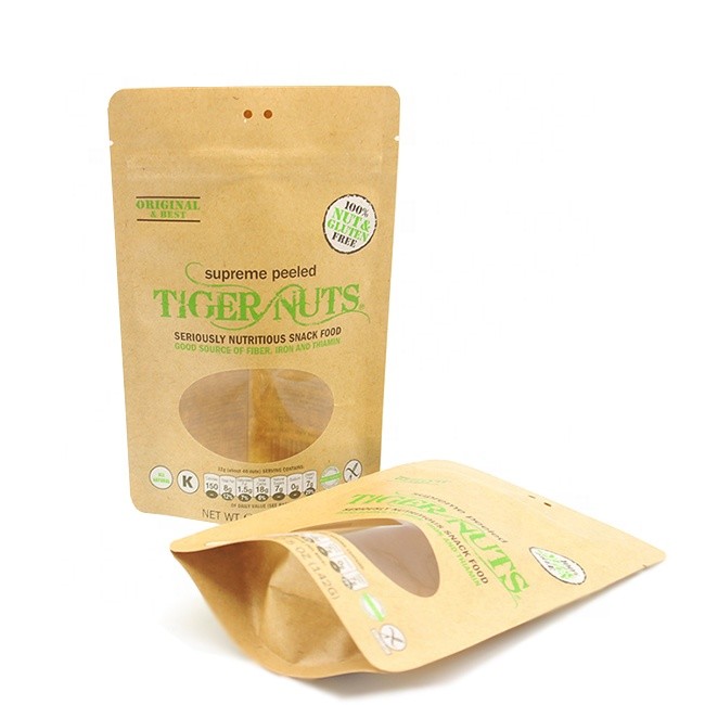 Kraft Stand up Pouch Printed Paper Tea Bag Custom Zipper Lock Heat Seal Printed Pouch
