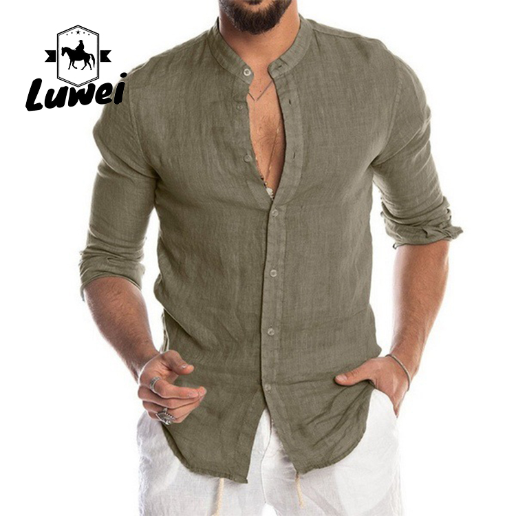 Casual Men Shirts Apparel Cotton Single Breasted Long Sleeve Print Shirts