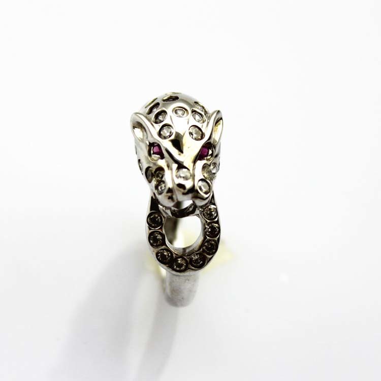 Designer Jewelry Pave Cubic Zircon 925 Silver Leopard Ring(R210)