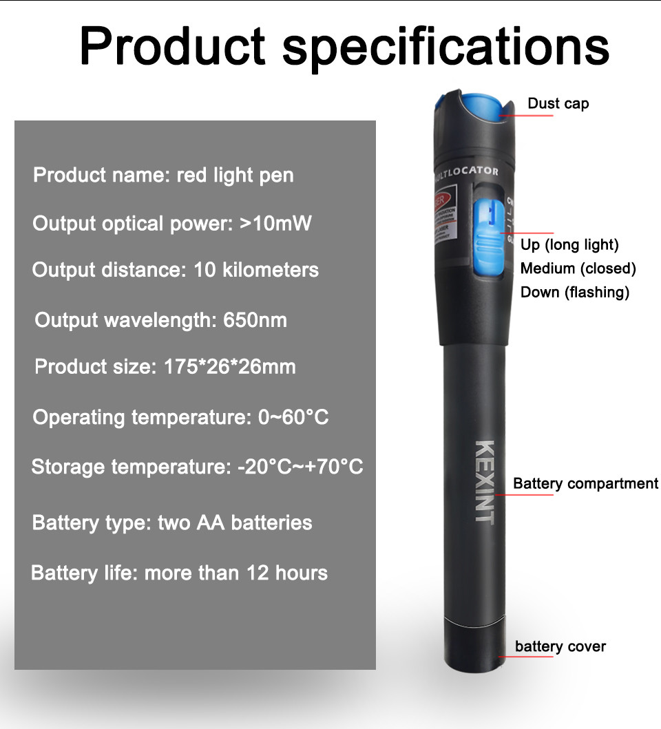 Tungsten Steel VFL650 5wm 30wm SM MM Visual Fault Locator