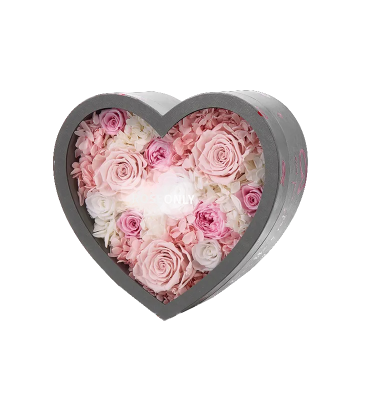 Custom Design Cardboard Heart Shape Packaging Gift Flower Box with Luxury Printing