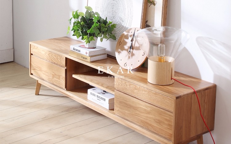 Nordic European Design Simple TV Stand Modern Oak Wood TV Cabinet