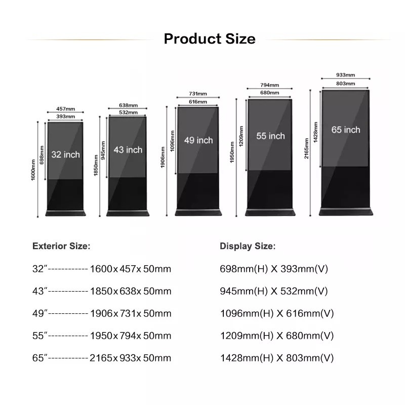 New Elegant Floor Standing Digital Signage Display Wifi 55 Inch Indoor Advertising