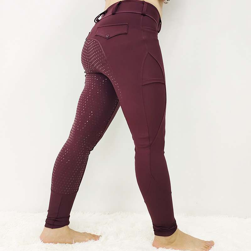 Maroon Red Ladies Horse Riding Leggings Equestrian Breeches Womens Size XXS - XL