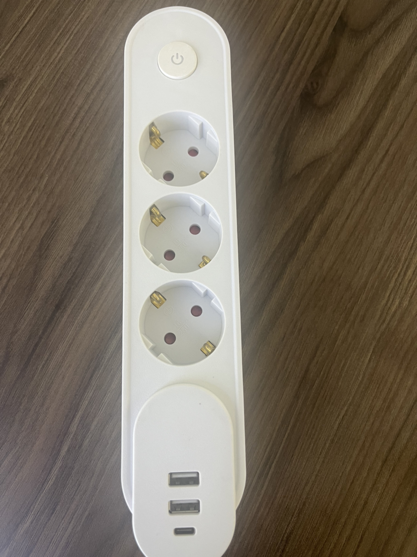 European Standard Socket with Multiple Portable Socket Outlet USB Type A/C Shutters Switch 0.8M Cable Length H05VV-F 3G1.5mm2 Wiring