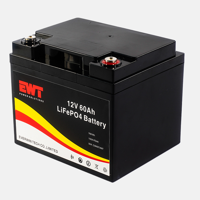 Balck 12V 60Ah LFP Lithium Iron Phosphate Battery Pack for Solar Energy System Replacement