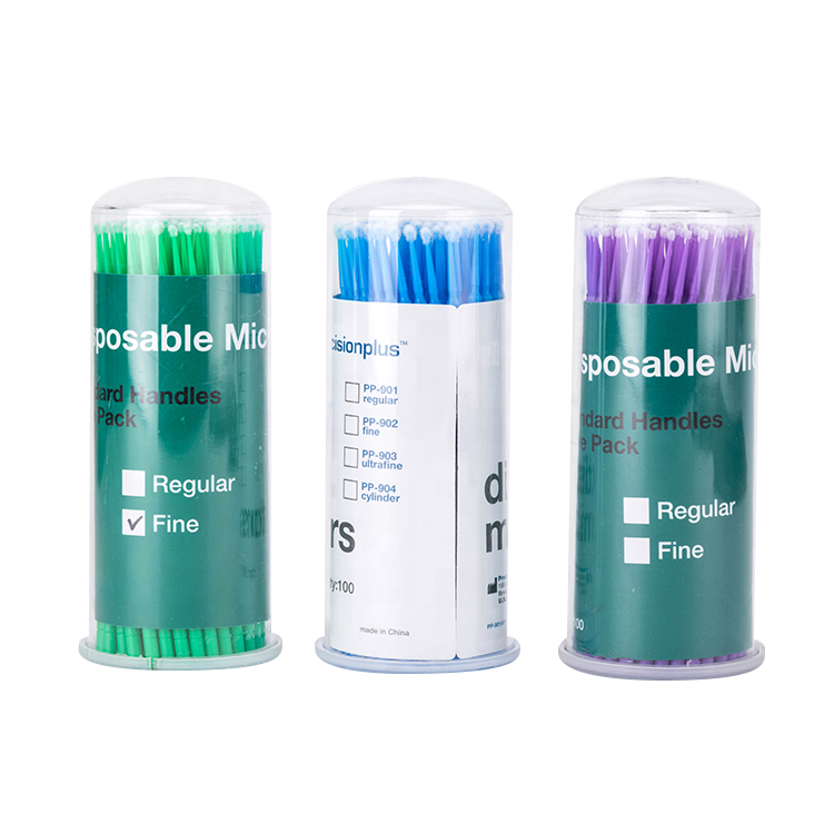 Safety standard GB/T 32610 Disposable Dental Ultra fine regular cylinder Micro brush Applicators s m l