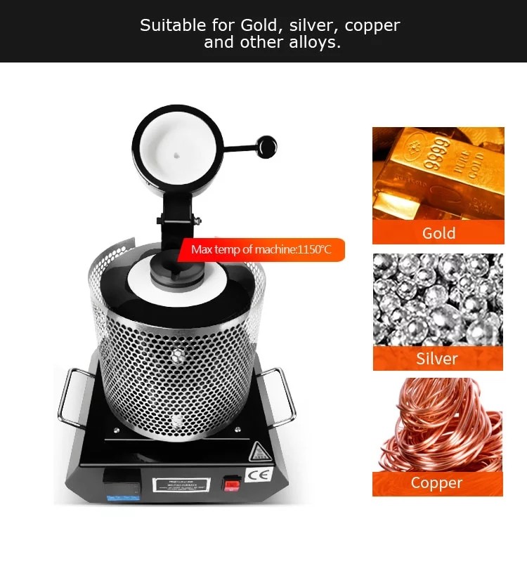 Mini Digital Crucible Melting Furnace , 1kg / 2kg / 3kg Melting Furnace