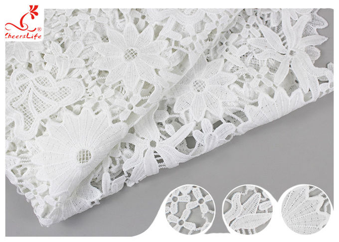 Ukraine Allover Water Soluble Lace Fabric With Hollow Flower Lace Via SGS