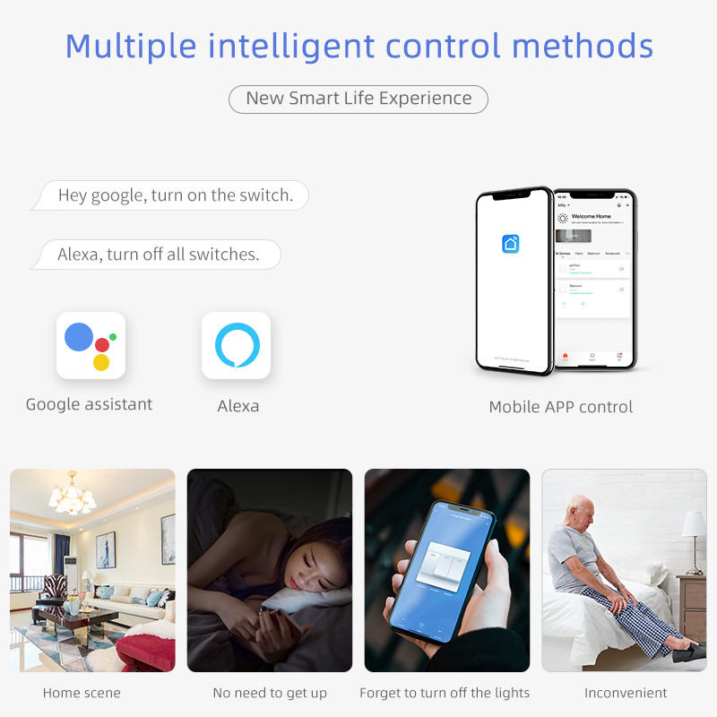 UK UN Standard 2 gang WiFi Curved surface switch With Anual Touch Control/APP control/AI voice control