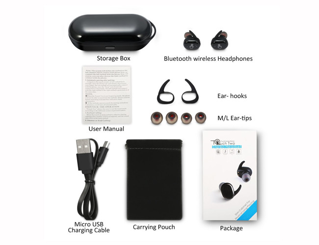 Black Binaural Mobile Phone Bluetooth Earpiece , Wireless Bluetooth Headset HD Stereo