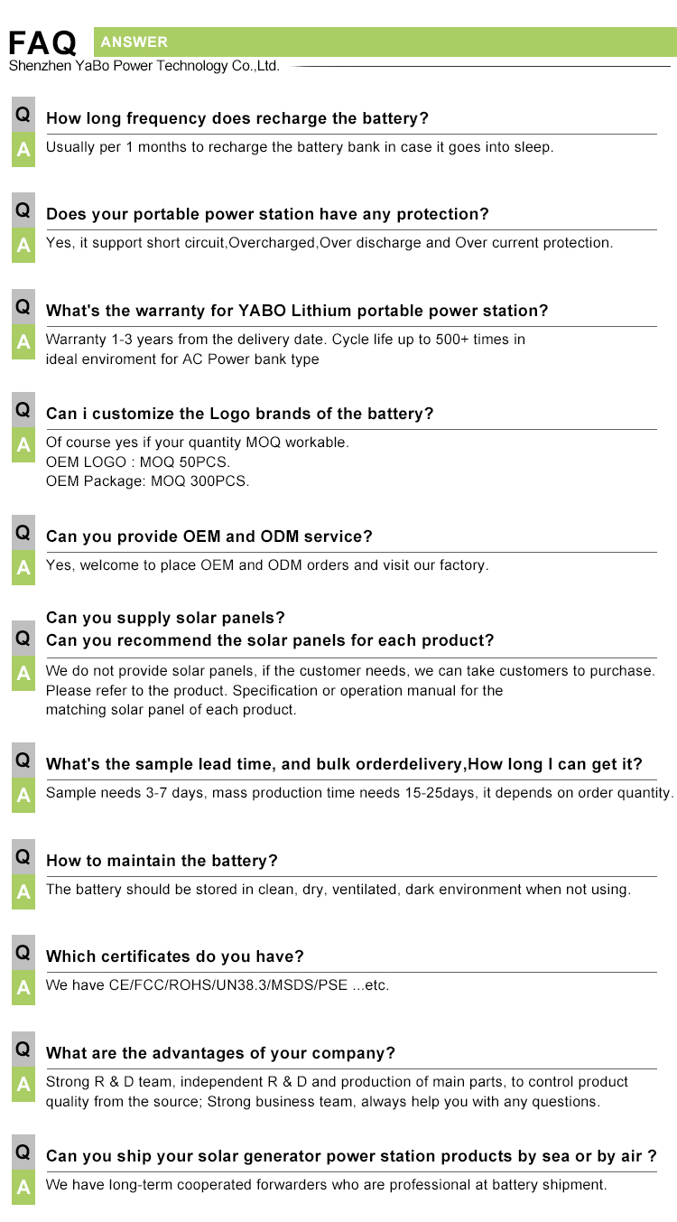YABO Type C input Output 300W home outdoor mobile AC 220v 110v solar generator 300w portable power station