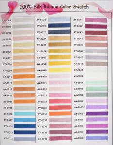 China Solid Colour-Colour Swatch OF 100% Silk Ribbon,100% silk ribbon,silk stain ribbon on sale