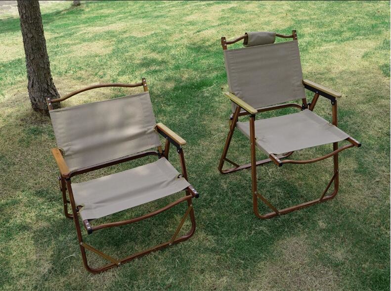 Kermit Chair Foldable Portable Ultra-Light Metal Chair, Portable Wood Beach Chairs, Outdoor Folding Chair