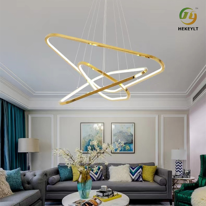 Luxury Triangle Stainless Steel Modern Ring Light For Living Room Bedroom