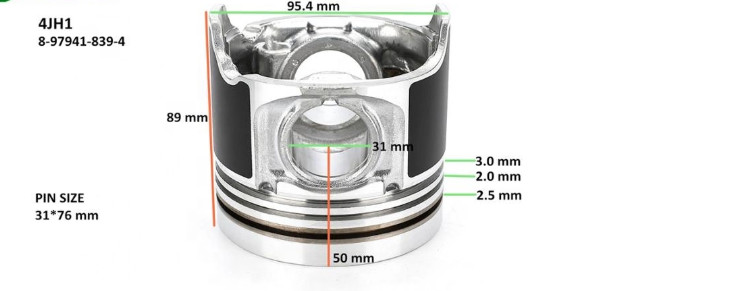 Excavator 4JH1 Engine Parts Piston 8-97941-839-4 Stock Factory 8979418394