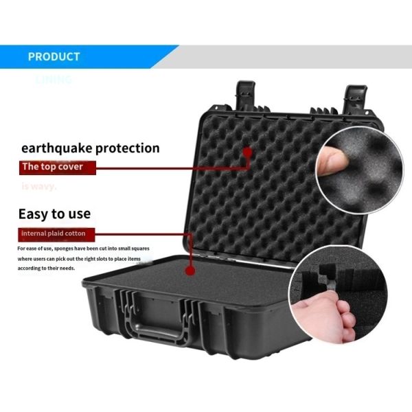 Lockable Waterproof Tool Box with Durable 304 Steel Hinges Secure Press Lock and High-Density Sponge Lining